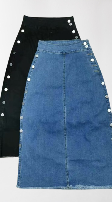 SIDE BUTTON DENIM SKIRT