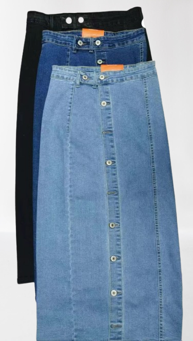 DENIM  FRONT BUTTON SKIRT